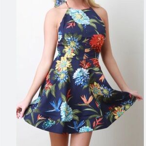 Seductions Women size Small Summer Dress By Siren Multicolor‎ Floral Print